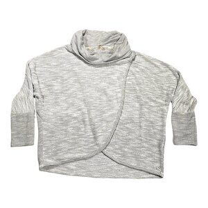 Calvin Klein Sweater Womens XL Gray Slub Knit Cowl Neck Pullover Performance